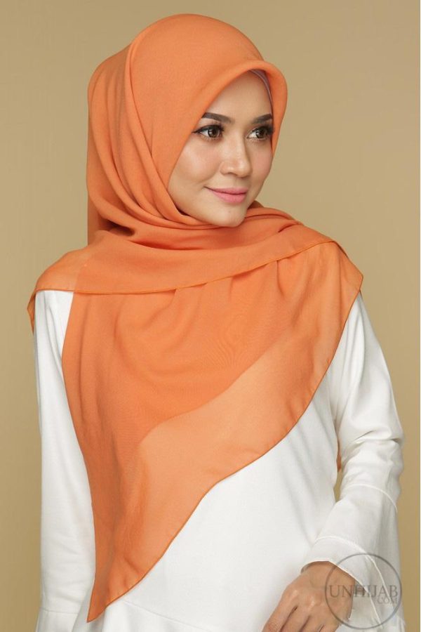 Hijab Mousseline Carré Collection Riley Tangerine