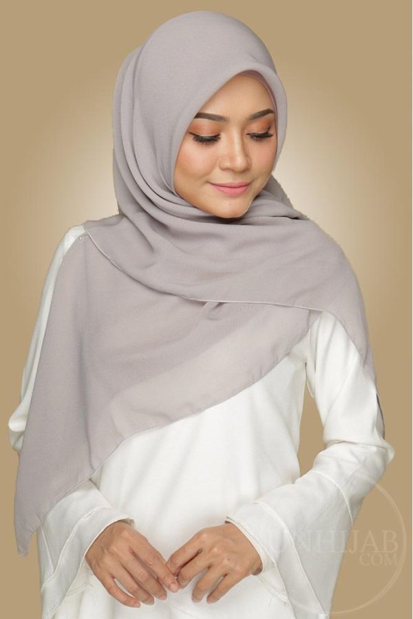 Hijab Mousseline Carré Gris Collection Riley Gris