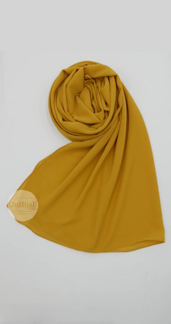 Hijab Mousseline Jaune Moutarde Premium Collection