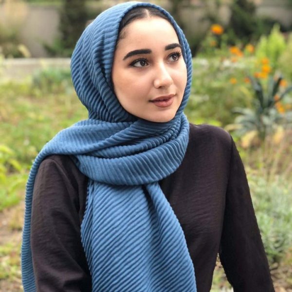 Hijab Plissé bleu