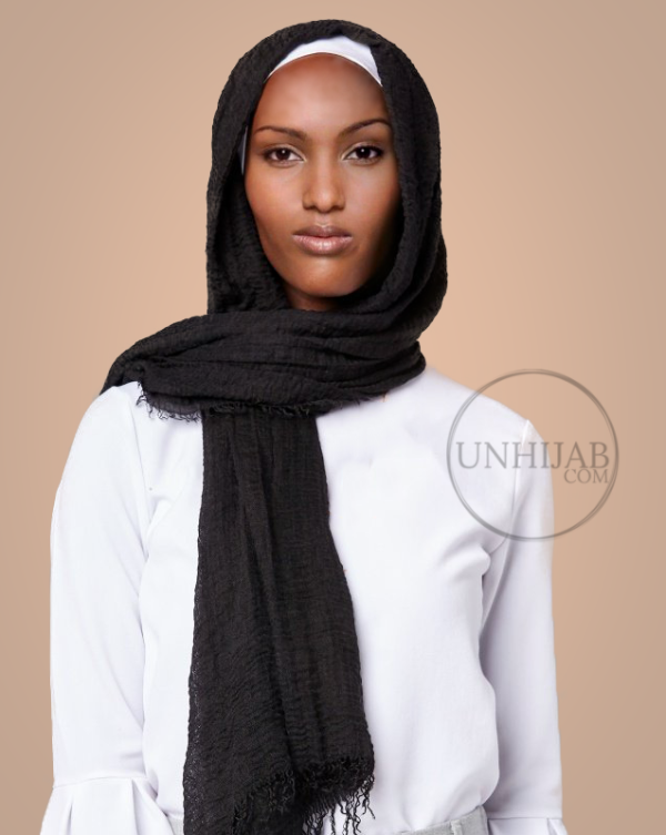 Hijab Froissé Noir - Hijab Pas cher