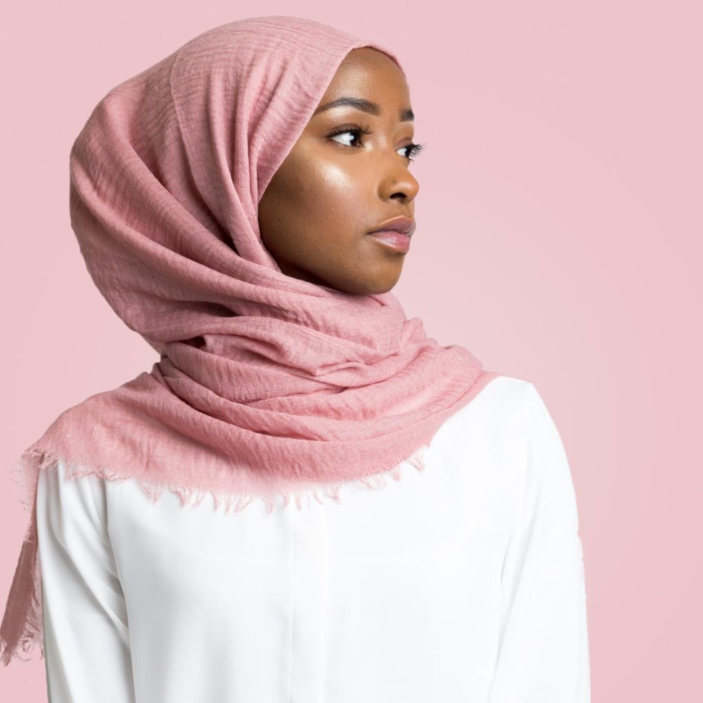 hijab froissé rose