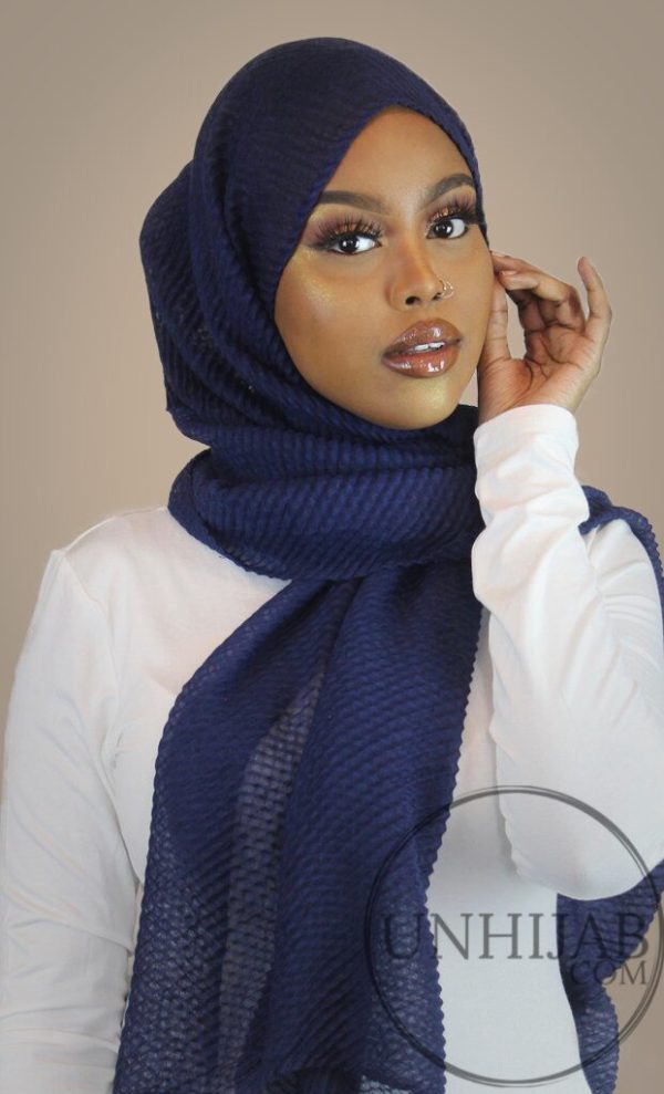 Hijab Plissé Bleu Marine Careena