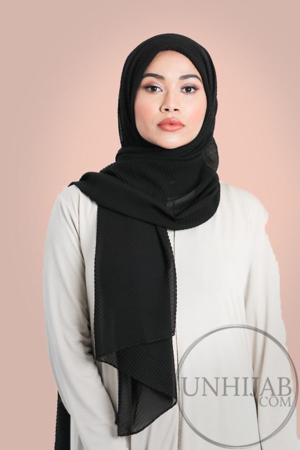 Hijab Plissé Noir Careena