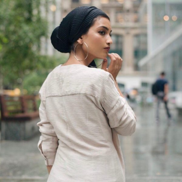 Hijab Plissé Noir Careena