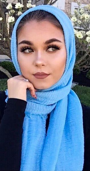 hijab froissé bleu ciel pas cher