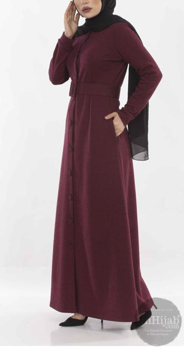 Abaya boutonnée Bordeaux