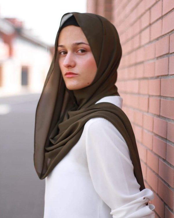 Hijab Mousseline Olive Premium Collection