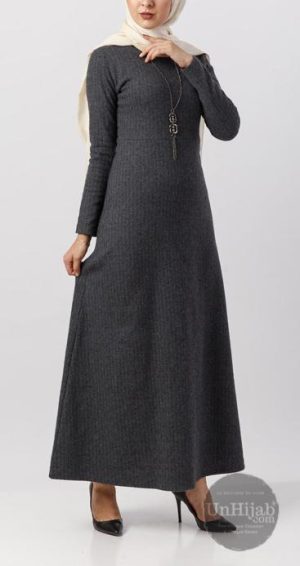 Abaya à chevrons en tricot Dark Grey