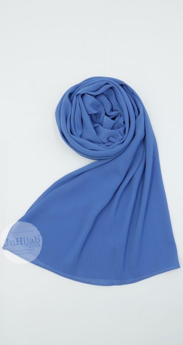 Hijab Mousseline Froissé Bleu
