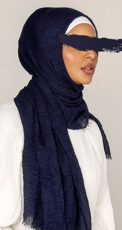 Hijab Froissé Bleu Marine Basic Collection