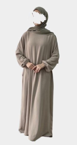 Abaya femme Beige Simple longue avec manches élastique large : La Quintessence de la Grâce et du Raffinement
