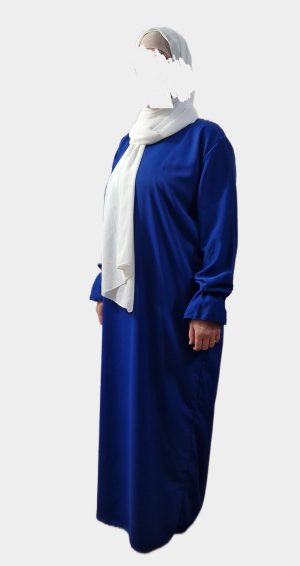 Abaya Femme Bleu royale Manches Volants en Soie de Médine